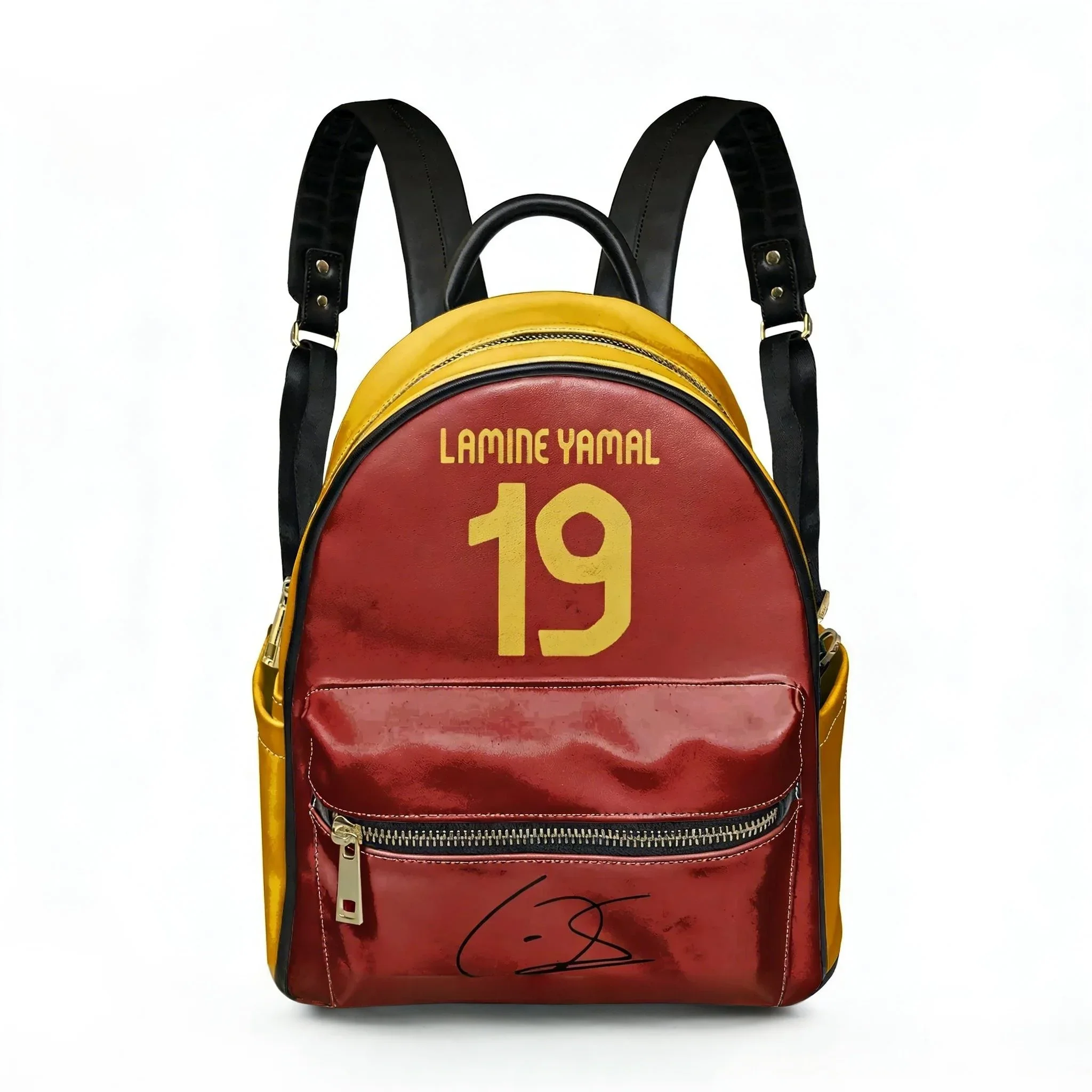 Yamal No.10 PU Backpack Women Men Knapsack Spain Soccer Star Personalized Text Image Double Shoulder Bag Rucksack Gift Daypack