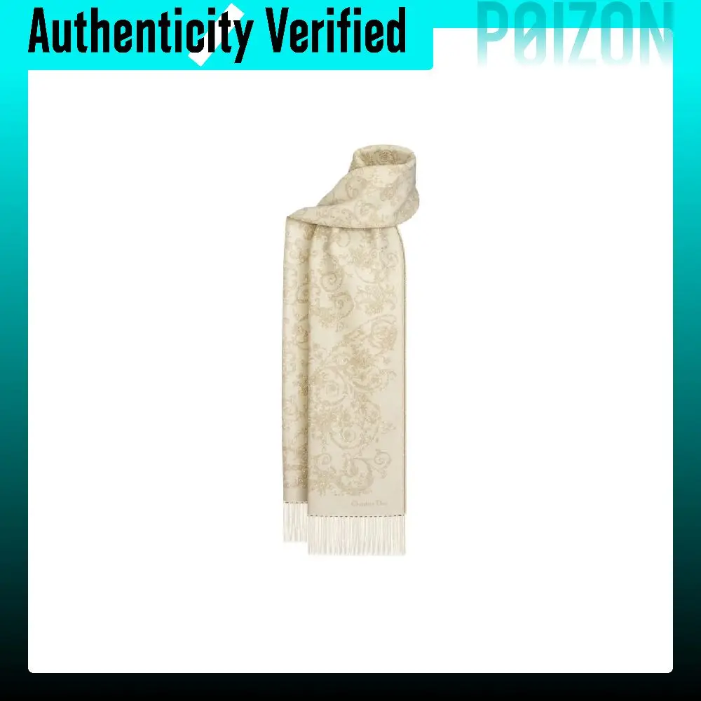 DIOR Knit Scarves Unisex Ecru/Gold 61FGR215L082_CO90