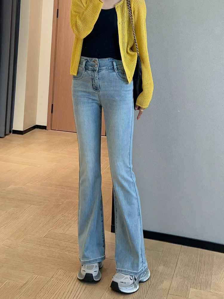 

Джинсы WTHEONE с высокой талией, облегающие, слегка расклешенные, женские, повседневные, из эластичного хлопкового денима, с эффектом 3D-лифтинга бедер