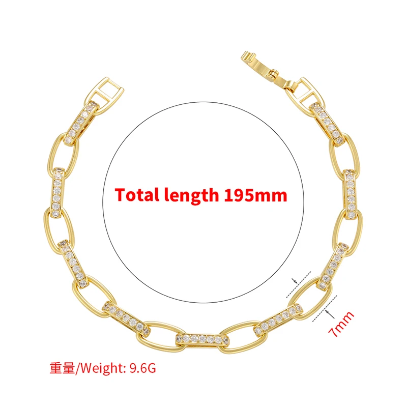 ZHUKOU Creative Gold color women Bracelet CZ Crystal Chain shape Bracelet for Women party Jewelry Wholesale VL183