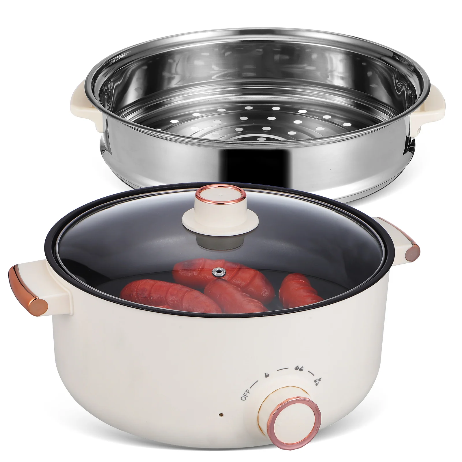 

Multifunctional Electric Cooking Pot Hot Cooker Food Steamer Portable Rapid Heating Nonstick Coating Intelligent Temperature