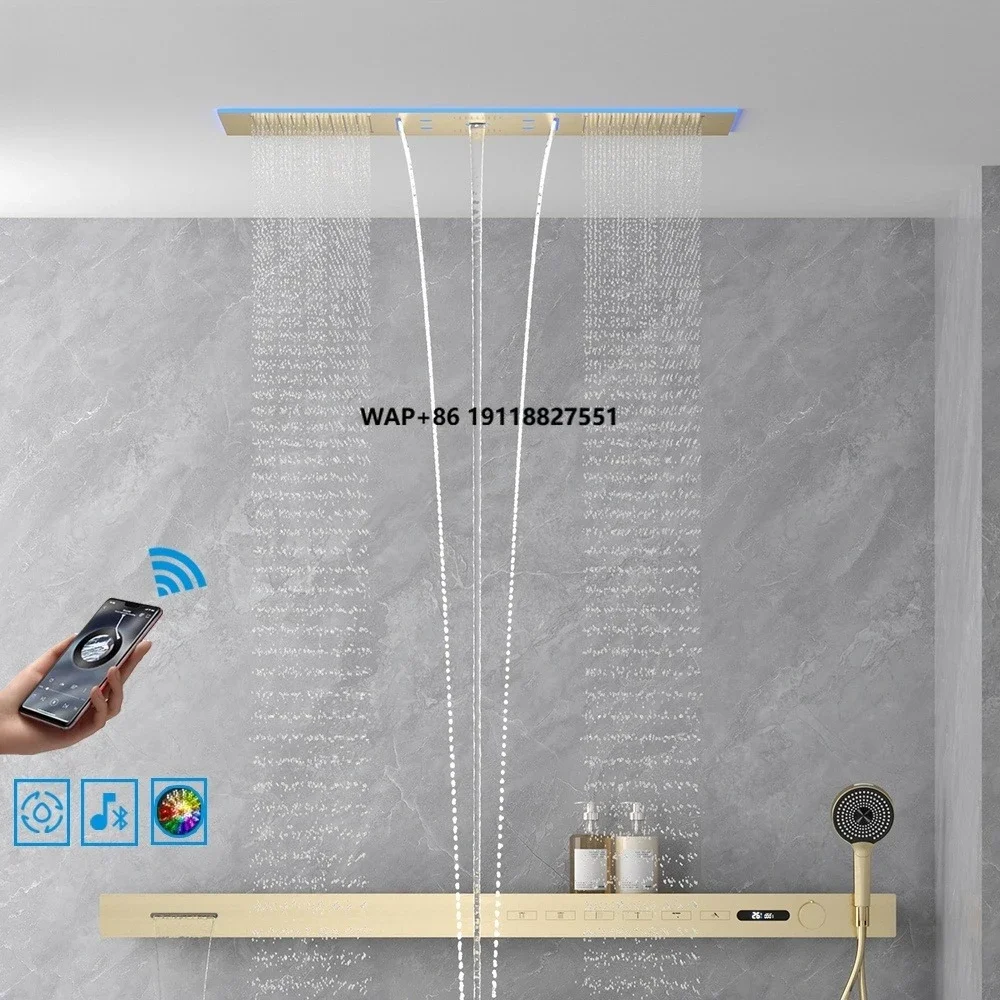 2026 Music Shower Head LED 1400mm Shower Body Waterfall Rainfall Thermostatic Bathroom Shower Set