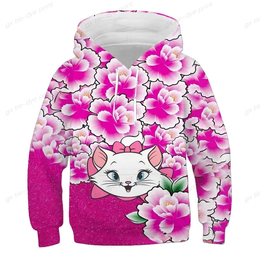 The Aristocats Woman Harajuku Clothes Kawaii Marie Cat 3D Print pullover Casual Tops Hoodie Vintage Aesthetic Girl Kids Hoodie