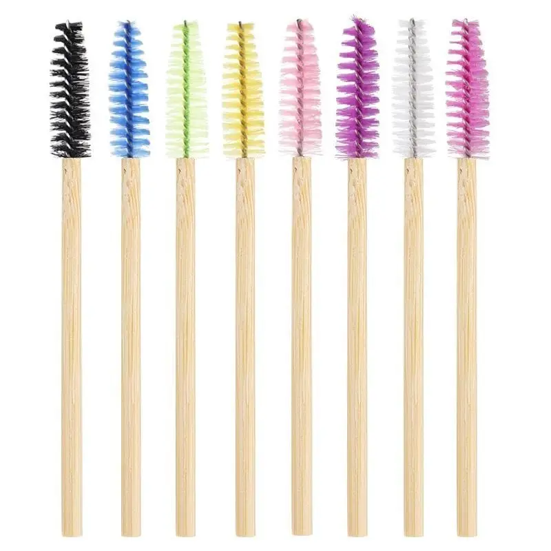 50pcs/pack Eco mascara eyelash brushes with bamboo handles Makeup Brushes Eye Lash Extension Tool Kit Black Pink