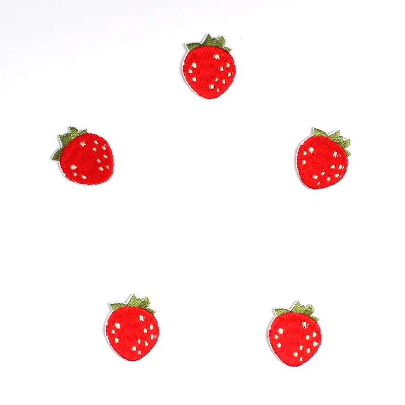 10pcs Cartoon Mini Strawberry Patch Cute Fruit Sticker DIY Kids Clothing Shoes Bags Appliqued Badge Sew On T Shirts Patches