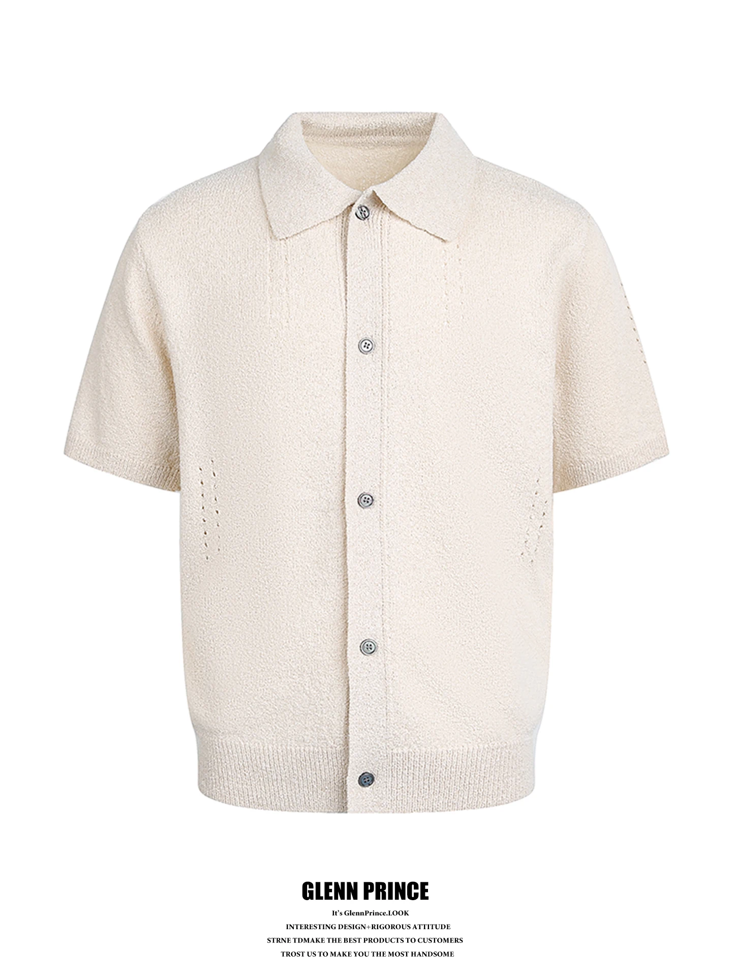 

Lightweight Breathable Men's Short Sleeve Knitted Shirt Hollow Design Loose Fit Summer Fashion Urban Style Polyester Blend