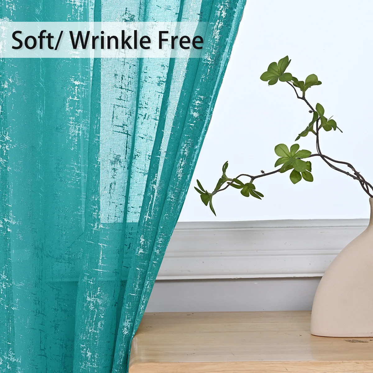 Curtain Silver Printed Grommet Top Window Curtains Living Room Bedroom Decor Semi-sheer Soft Gray Treatment