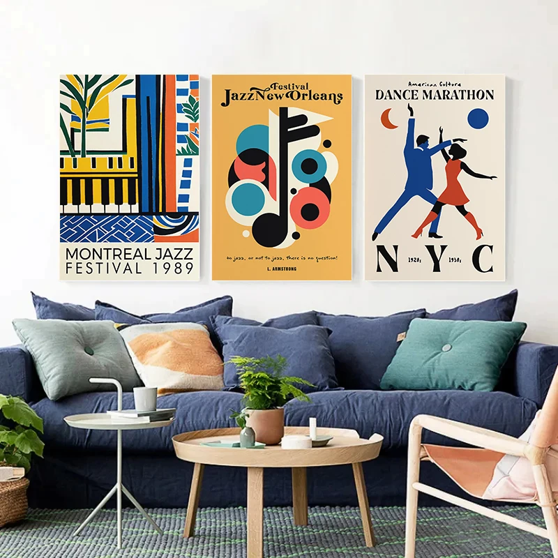 Retro Montreal New Orleans Jazz Festival Music Collection Poster Canvas Painting Wall Art Pictures Home Club Pub Decor Gift