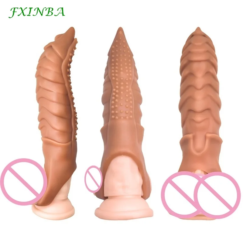 FXINBA 22mm New Penis Extender Sleeve Real Thick Sex Toys For Men Reusable Comdom Delay Large Cock Sleeve Dick Male Enlargers