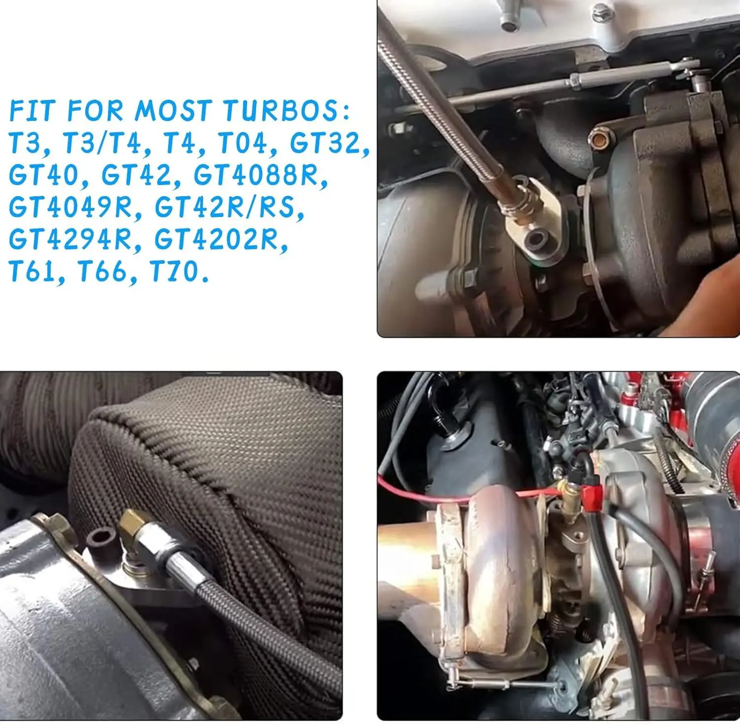 ユニバーサルアルミターボオイルラインフィードキット＆リターンドレンフランジT3 T4 T04 T61 T66 T70オイルパンプラグZZ-1003