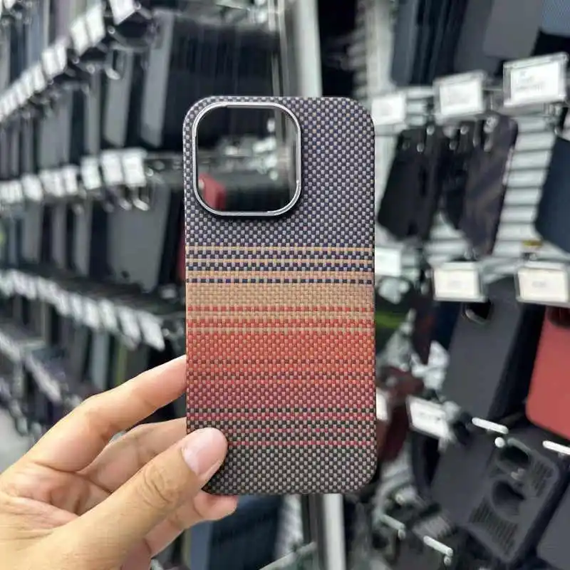 

Suitable for Apple 16Promax Kevlar Fiber Phone Case iPhone 16Pro Magnetic Ultra-Thin Aramid Protective Case 15Promax Sunset