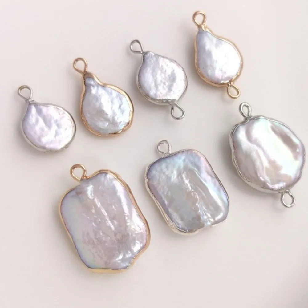 

Natural Baroque Special-shaped Pearl Double-hole Pendant Single Hanging Pendant Square Water Drop Toothpick Bead Handmade DIY