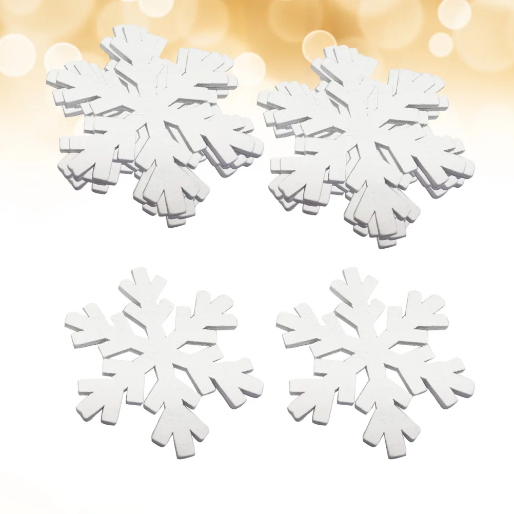 

20Pcs Snowflake Wood Hanging Decorations Beautiful White 50Mm for Kids Room Nursery Playroom Wooden Ornaments Tags