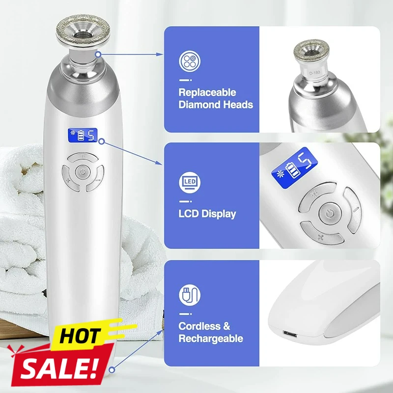 2026 Macchina per microdermoabrasione con diamante wireless Dispositivo per la rimozione di punti neri Aspirapolvere per pori Strumento per la cura della pelle del viso Dispositivo per la bellezza del viso