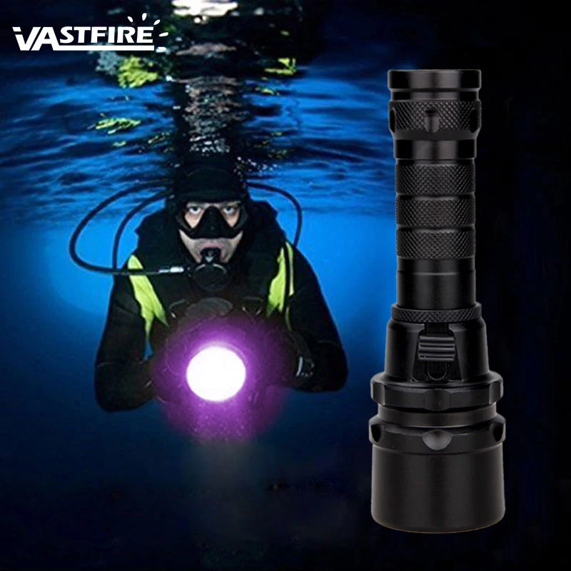 Professional UV Light Underwater Rechargeable 18650 Battery LED XPE Diving Flashlight 100M Torch Scuba 10W 365-395nm Lanterna