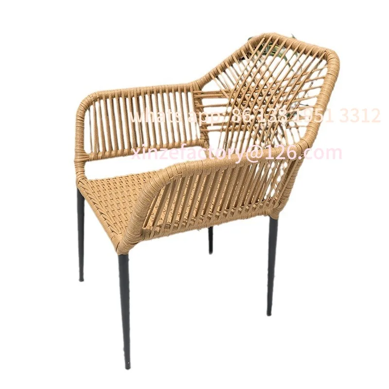 

Nordic outdoor rattan tables and chairs Internet celebrity dining table Outdoor courtyard villa Open-air garden combination ratt