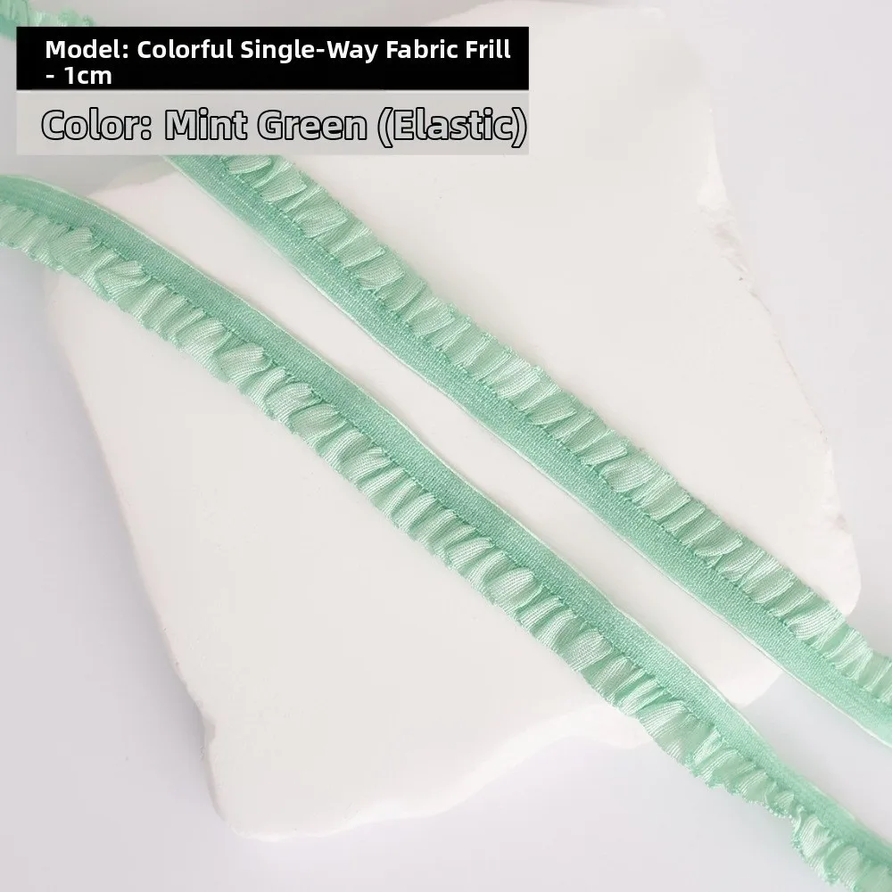 Multi-Color Ruffle Lace Trim 1cm Width 10 Yards Length Elastic Frill Ribbon Stretchable Fabric Decorative Ribbon