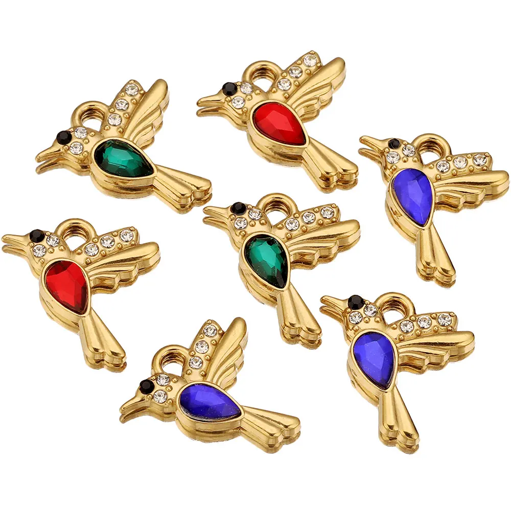 

3pcs Stainless Steel Animal Hummingbird Charn for Bracelets DIY Earring Jewelry Materials Making Pendant Supplies Crafts Finding