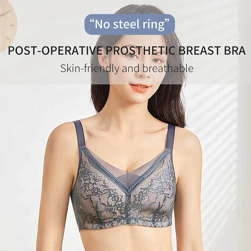 LERVANLA 818 Mastectomy Bra with Pocket  Breast Form Pads Included  Adjustable  Cotton Comfort and Leisure