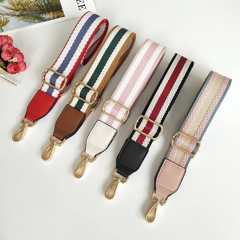 

Новая женская сумка, аксессуары на плечо, цветные полоски с кожаным косым ремнем на одно плечо, регулируемый широкополосный ремень