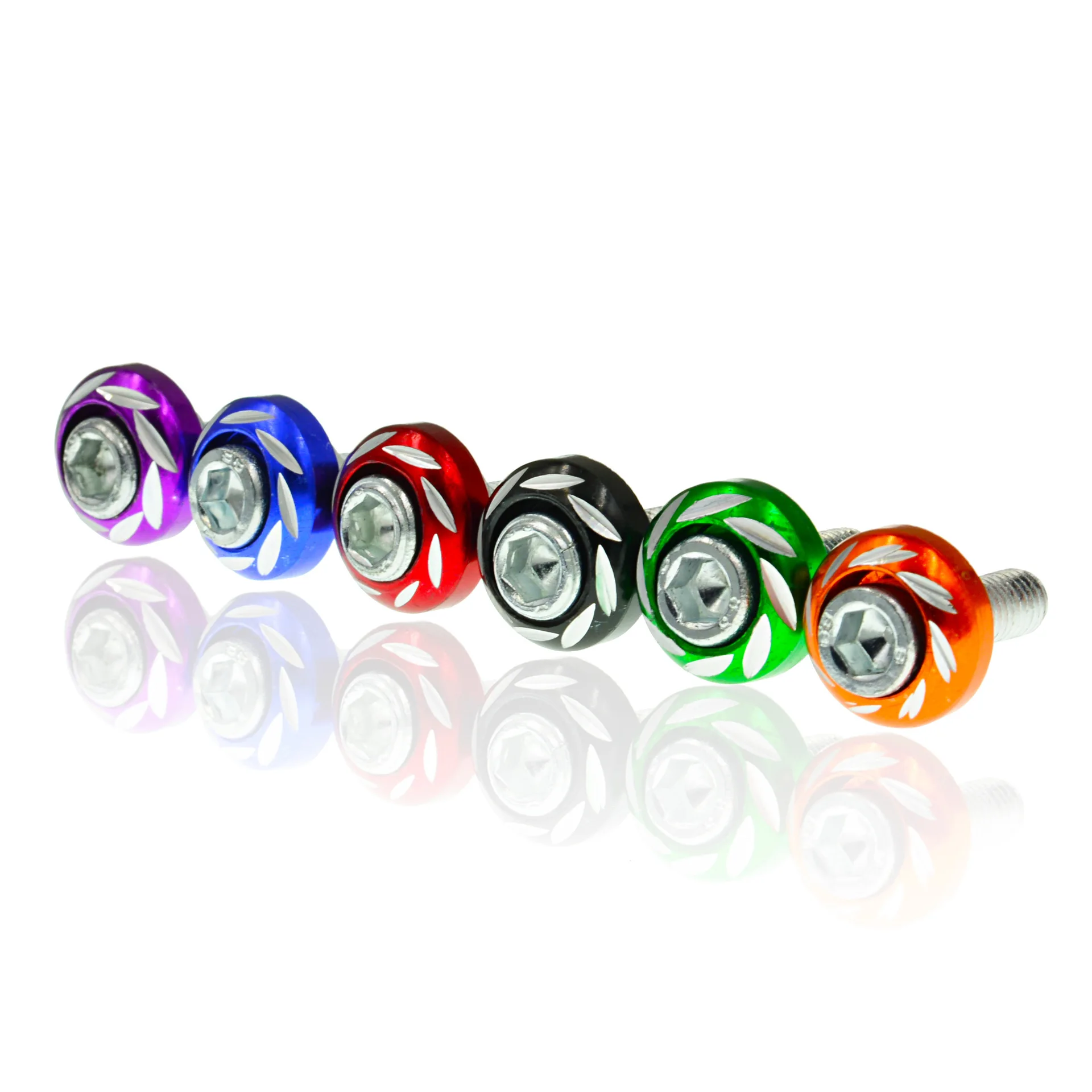 4 Pcs Motorcycle Modification Accessories Round Carved Colorful Car Accessories License Plate Decorative Screws