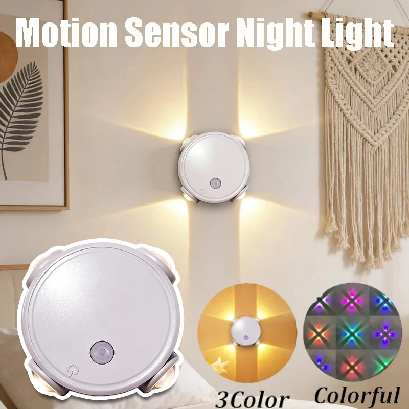 Motion Sensor Night Light Rechargeable Cordless Lamp Magnetic Wall Light No Drill Bedside Light Entryway Sensor Light