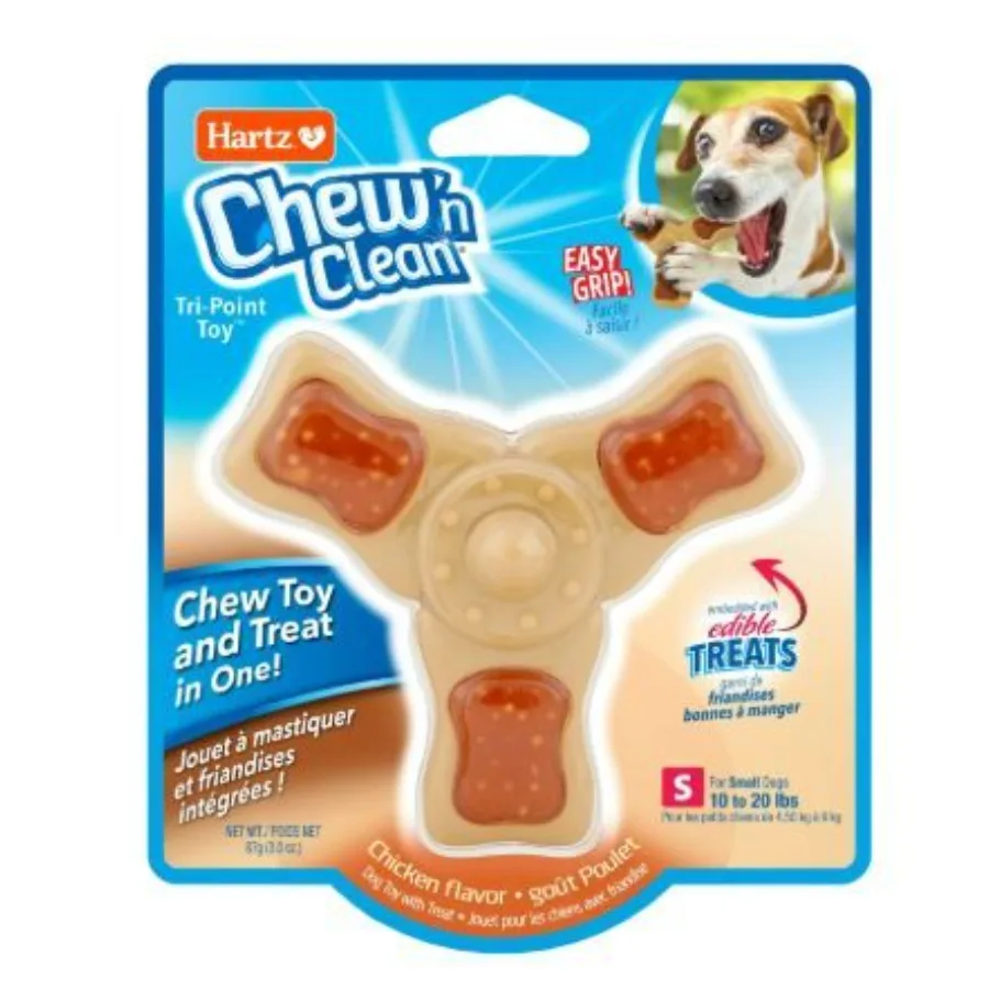 

Hartz Chew 'n Clean TriPoint Chew Toy Chicken Flavored Dog Toy For Moderate Chewers Small