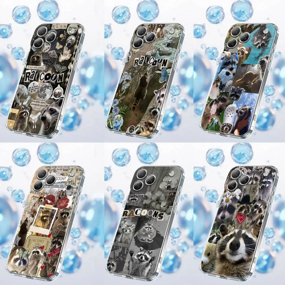 

Cute Pet Lovely Raccoon Phone Case For iPhone 17,16,15,14,13,12,11 Plus,Pro,Max,Plus,E,SE4,Air,Mini Transparent