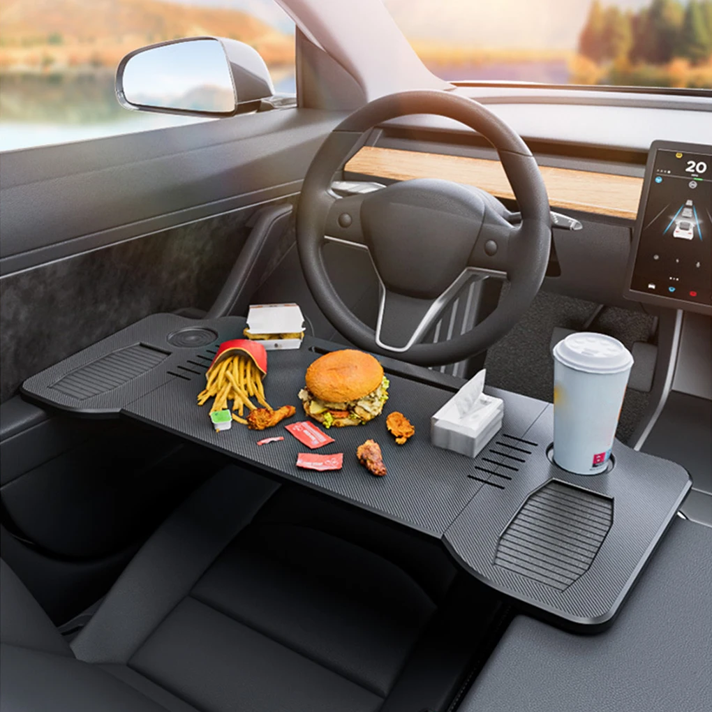 Car Steering Wheel Desk For Tesla Model 3/Y  Car Steering Wheel Laptop Foldable Tray Food Desk Portable car Office Table - view 4