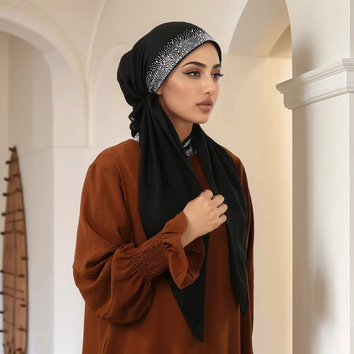 أزياء الماس القطن مطاطا عقال كاب للمرأة تمتد شال عادي مسلم الحجاب قبعة سيدة وشاح فوري عمامة الإسلامية