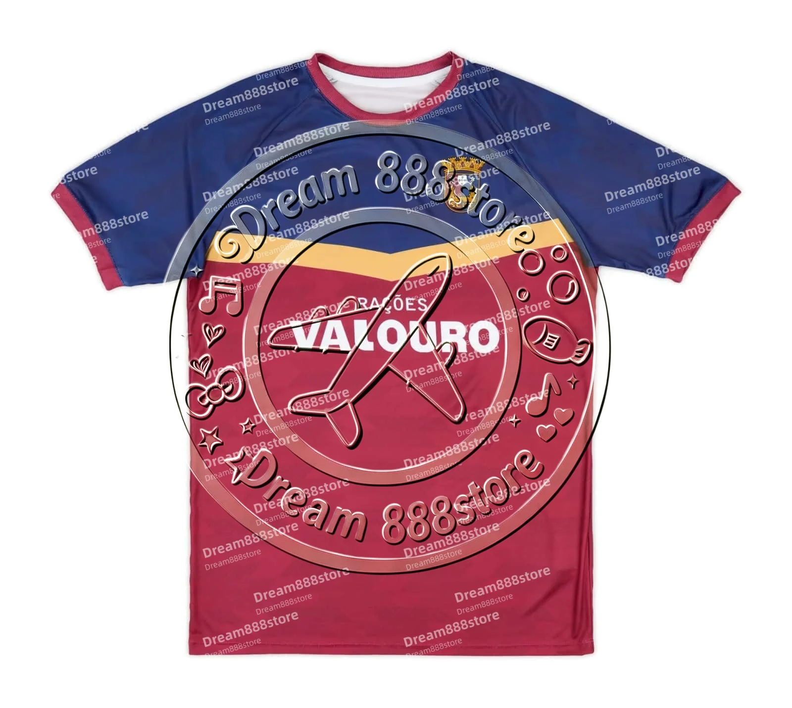 SCU Torreense 2025 2026 Home Soccer Jersey Men Short Sleeve Navy Wine Red Yellow Stripe Football Shirt