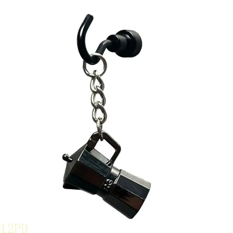 12PD Vintage Coffee Pot Keychain Magnets Hook Miniature Coffee Brewing Tool Pendant for Kitchen Decors and Storage