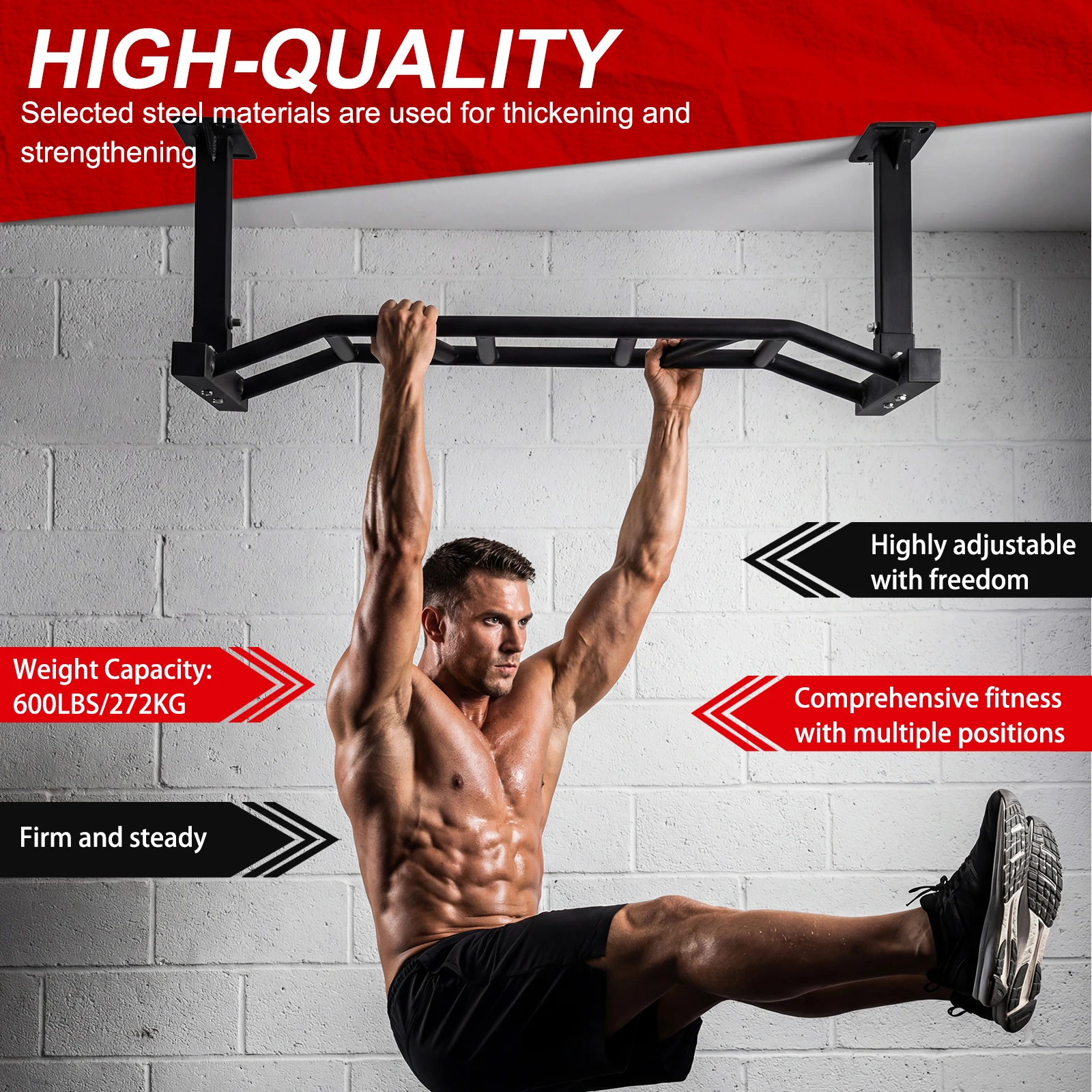 

47-дюймовый потолочный турник с регулируемой высотой и нагрузкой до 600 фунтов, для домашнего спортзала и силовых тренировок