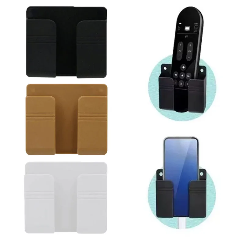 2-8PCS Wall Mounted Mobile Phone Holder Multi-Function Holder Remote Control Storage Box Charger Hook Cable Charging Dock Stand