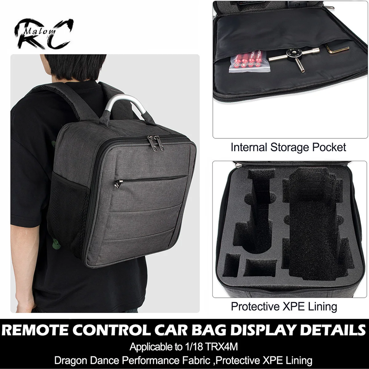 TRX4M Storage Bag Carrying Case – Waterproof Outdoor Backpack Shoulder Bag for 1/24 1/18 RC Crawler SCX24 Defender Bronco