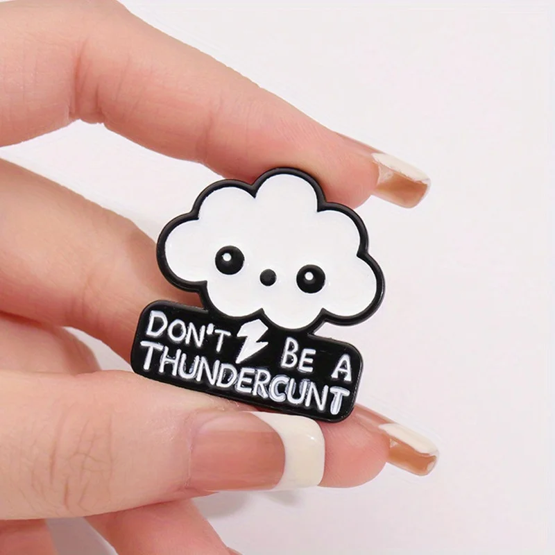 Funny White Cloud Letter Badge Brooch Clothes Backpack Hat Pins Accessories