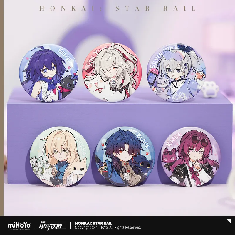 [Genuine]Honkai:Star Rail miHoYo Blade Kafka Children Cats Pattern Pin Badge Backpack Icon Button Laser Brooch Accessories Gift