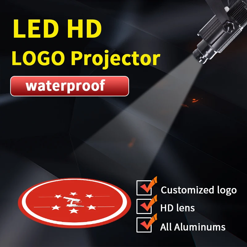 Niestandardowe projektor do Logo Led Gobo wodoodporne 25W 35W 60W 80W 100W obrotowe obrazy HD na zewnątrz Gobo lampa projektora