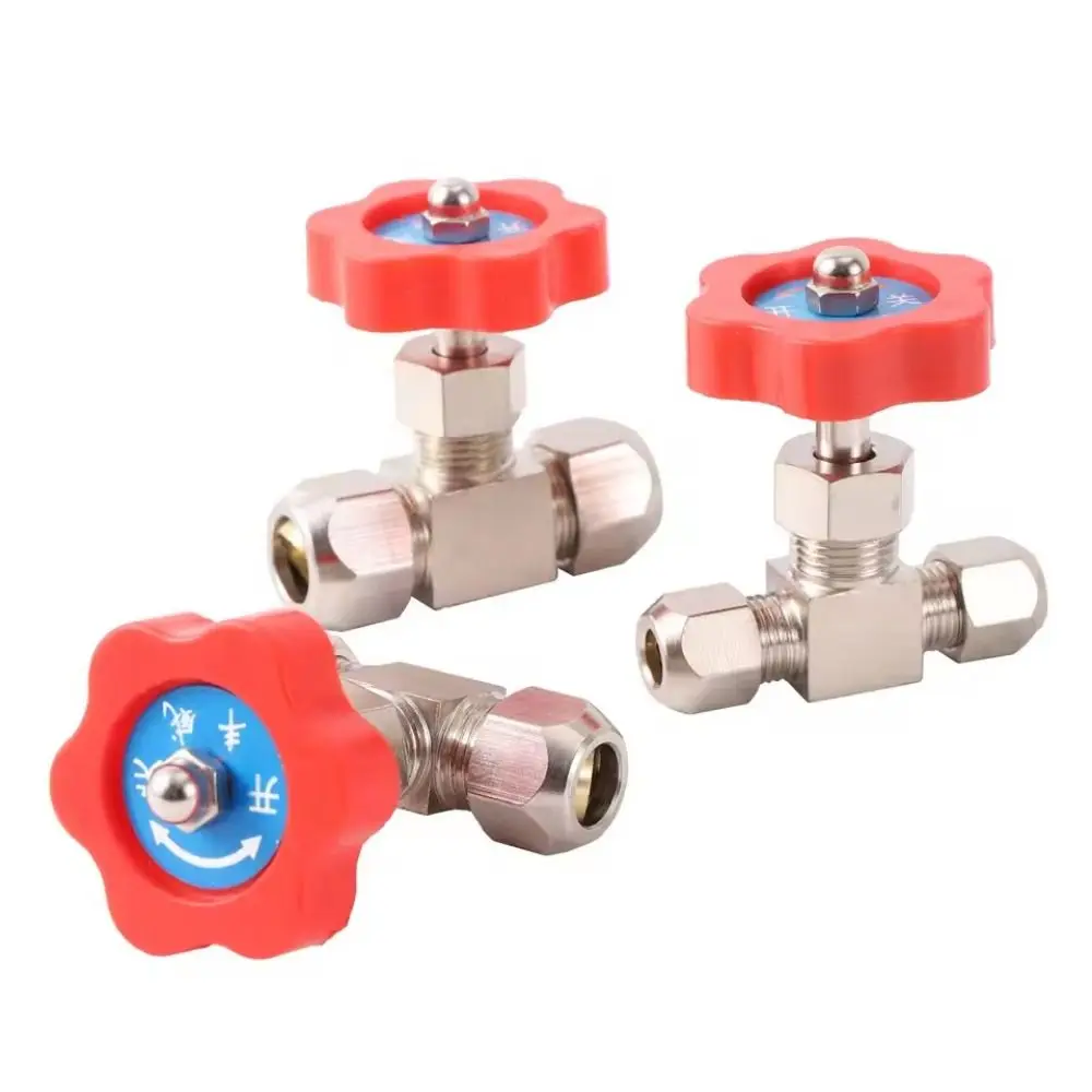 6mm 8mm 10mm 12mm 구멍 직경 제어 워터 볼 글로브 밸브 주황색 플라스틱 핸들 황동 니켈 도금 공압식 유량 제어 밸브