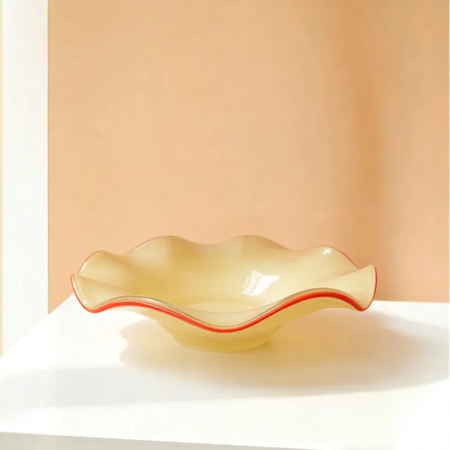 PZ Water ripple glass fruit plate for home living room coffee table high-looking fruit bowl decorative ornaments
