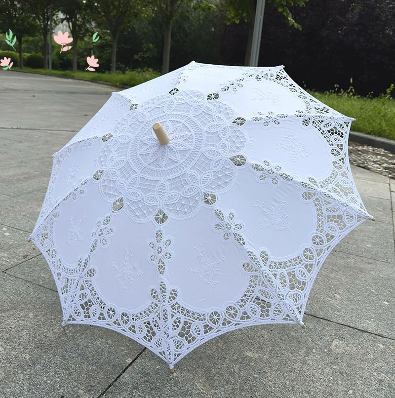 10 craft lace umbrellas, princess cotton crochet embroidered dance decorative sun umbrellas