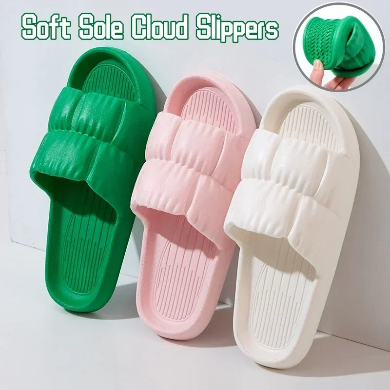 2024 Women Soft Sole Cloud Slippers Thick Platform Indoor Outdoor Beach Sandals Summer EVA Non Slip Flip Flops