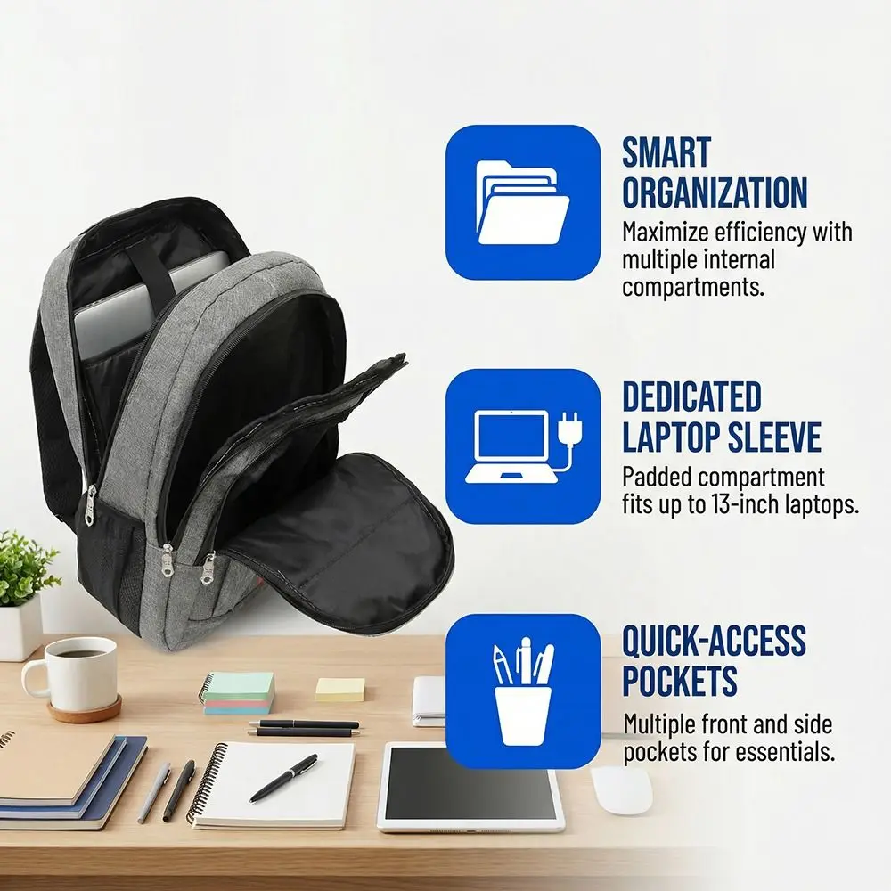 

Ergonomic Men Backpack Wear Resistant Large Capacity Laptop Shoulder Bag Oxford Cloth Casual Style Student School Bag