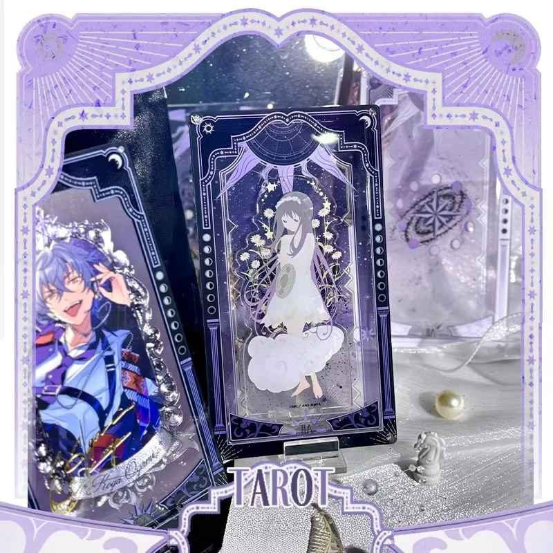 Tarot Celestial Acrylic Display Shaker Shelf with Floating Crystal Beads for Standees & Collectibles, Mystic Aesthetic ACG Stand