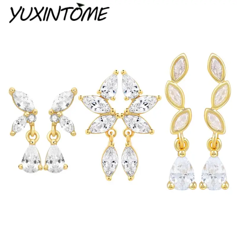 925 Sterling Silver Needle Exquisite Compact ​Irregular Diamond-shaped Marquise Zircon Stud Earrings Everyday Versatile Jewelry