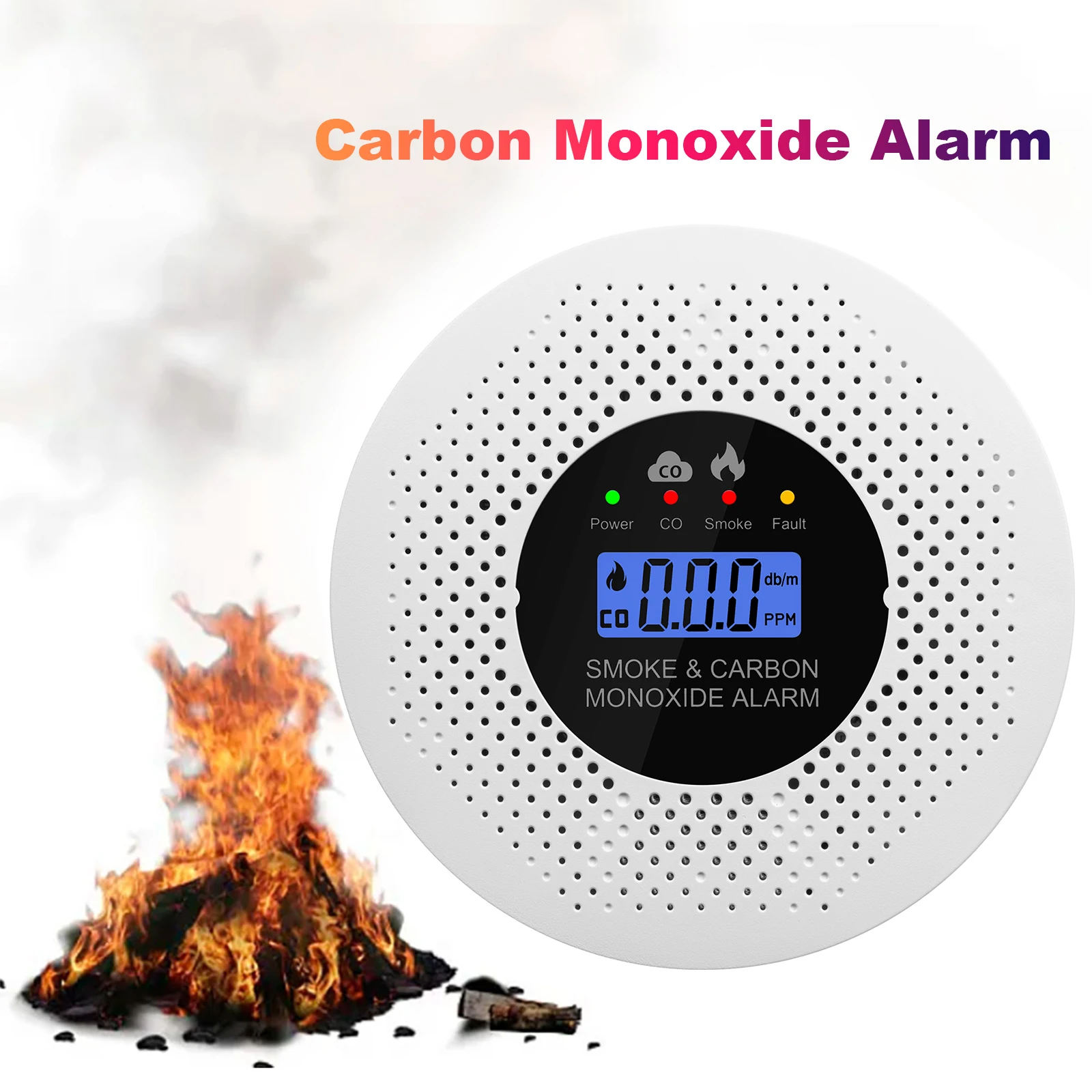 

Детектор дыма и угарного газа с ЖК-дисплеем, работающий от батареек, для дома, квартиры, кухни