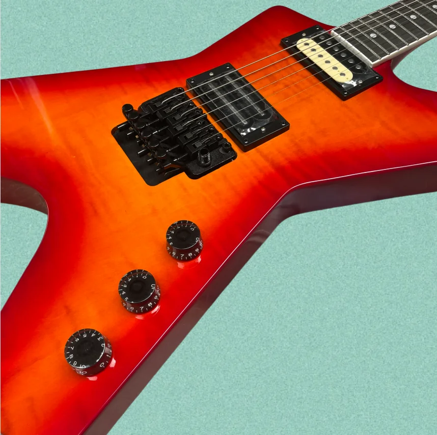 orange-red gradient electric guitar,with rosewood fingerboard, HH pickups for rich tone guitars,rock stage performances guitarra