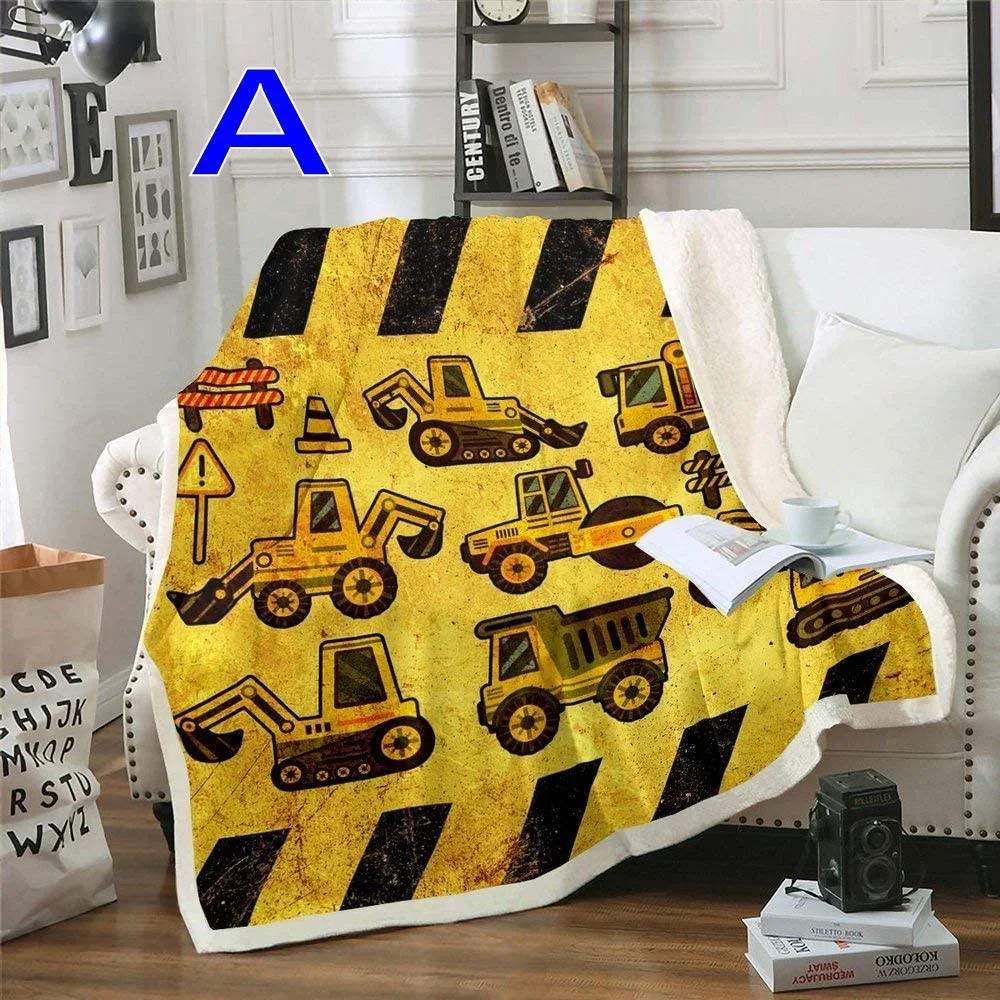 Excavators Flannel Blanket Equipment Trucks Blanket Construction Tractor Throw Blanket