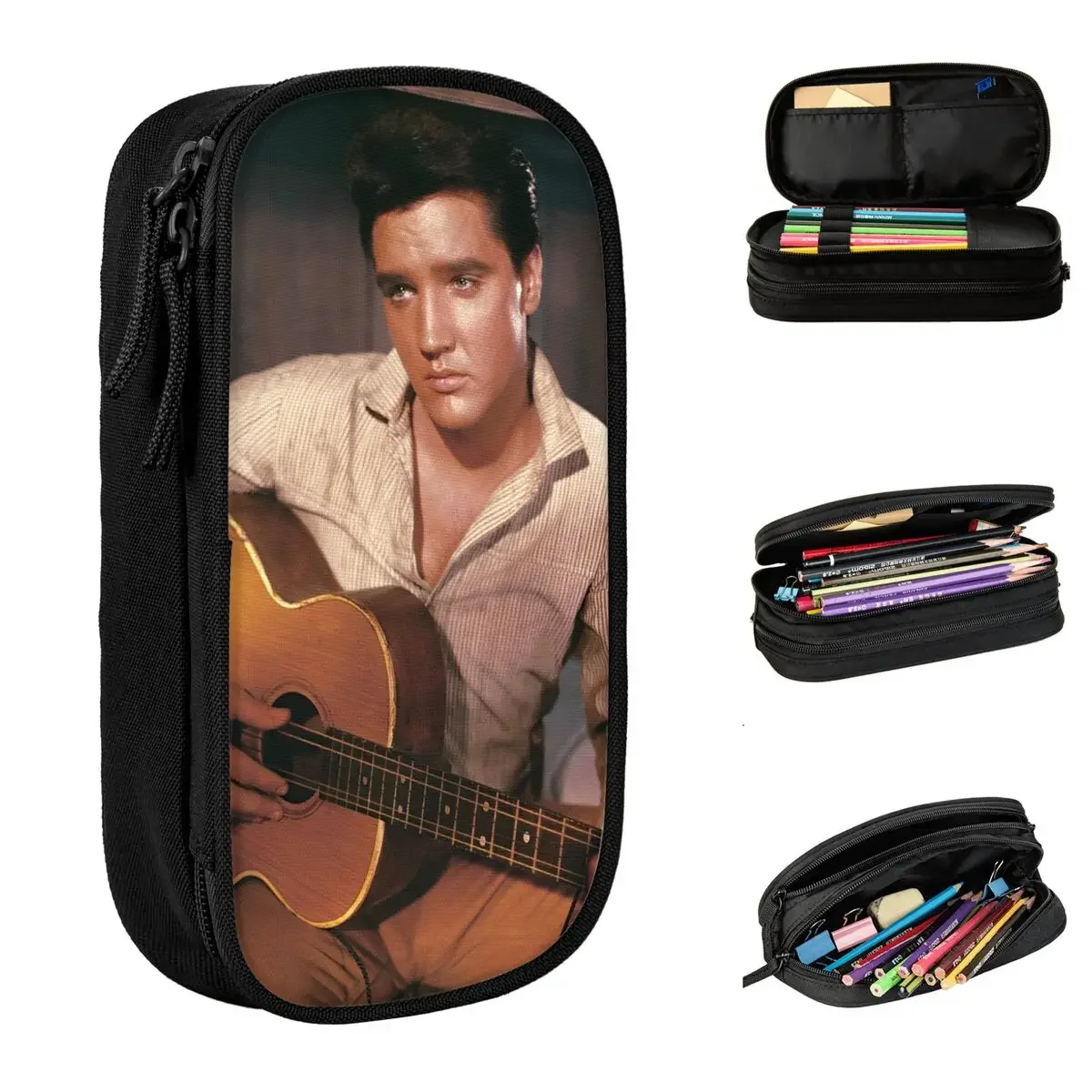 

Cute E-Elvis Presley Pencil Cases Pencilcases Pen for Girl Boy Large Storage Bag School Supplies Gift Stationery