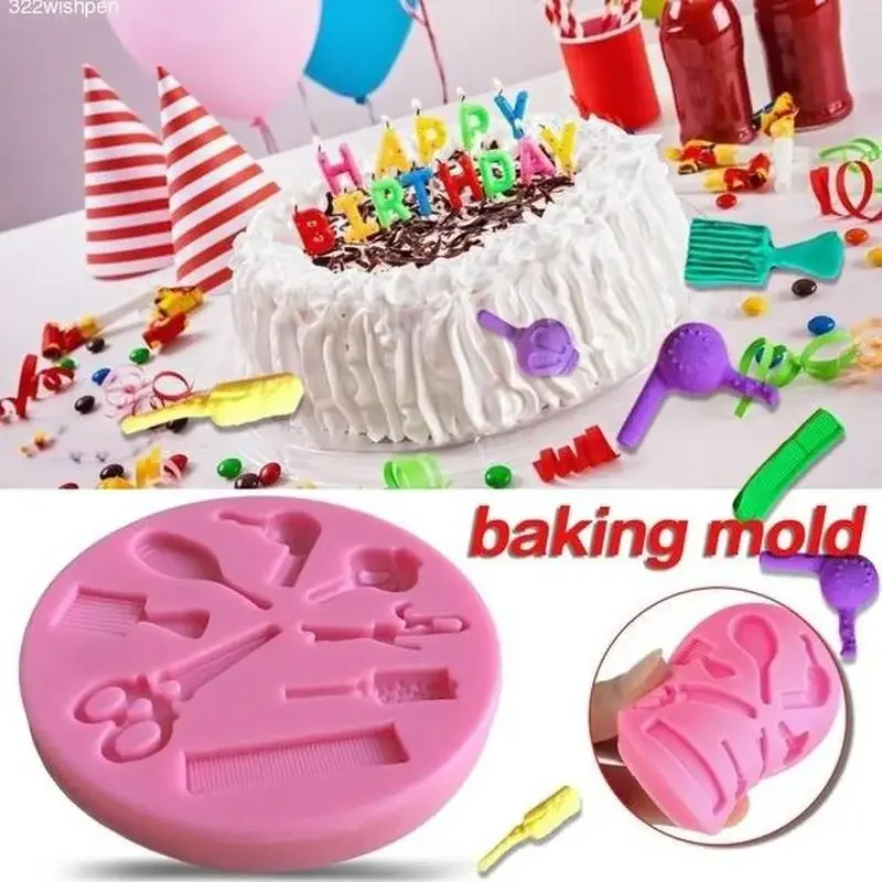 

DIY Barber Tools Cake Fondant Baking Mold Liquid Silicone Mould Cake Decorating Tools